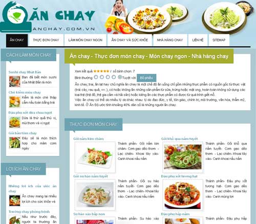 Ăn chay – Thực đơn món chay – Món chay ngon – Nhà hàng chay – Giới thiệu website mới