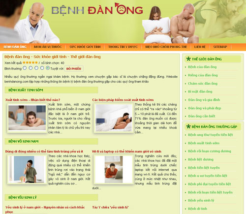 Bệnh đàn ông – Sức khỏe giới tính – Thế giới đàn ông – Giới thiệu website mới