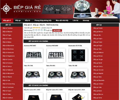 Bếp giá rẻ – Bếp ga – Bếp từ – Thiết bị nhà bếp – Giới thiệu website mới