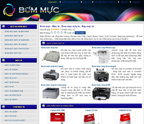 Bơm mực – Mực in – Bơm mực máy in – Nạp mực in – Giới thiệu website mới