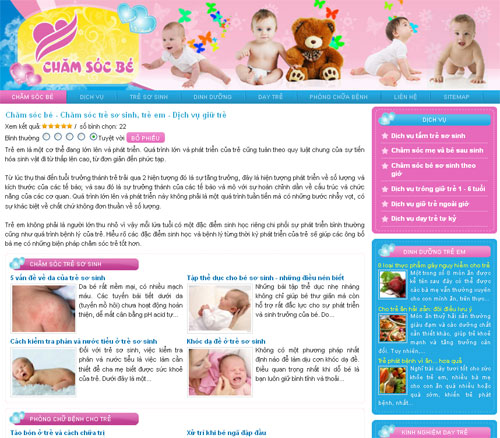 Chăm sóc bé – Chăm sóc trẻ sơ sinh, trẻ em – Dịch vụ giữ trẻ – Giới thiệu website mới