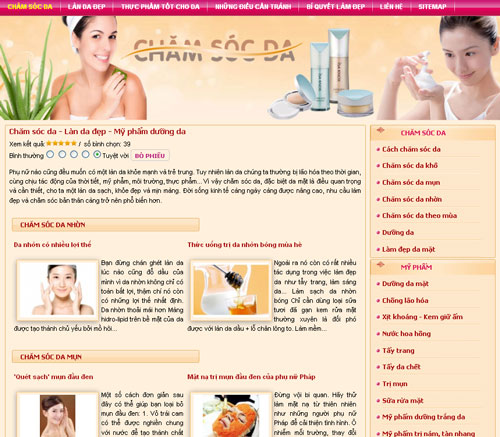 Chăm sóc da – Làn da đẹp – Mỹ phẩm dưỡng da – Giới thiệu website mới