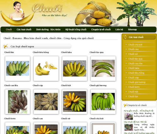 Chuối – Banana – Mua bán chuối xanh, chuối chín – Công dụng của quả chuối – Giới thiệu website mới