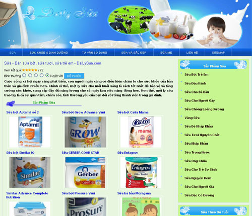 Sữa – Bán sữa bột, sữa tươi, sữa trẻ em – DaiLySua.com – Giới thiệu website mới