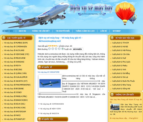 Dịch vụ vé máy bay – Vé máy bay giá rẻ – dichvuvemaybay.net – Giới thiệu website mới