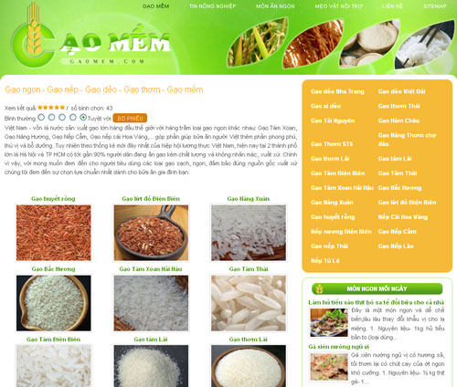 Gạo ngon – Gạo nếp – Gạo dẻo – Gạo thơm – Gạo mềm – Giới thiệu website mới