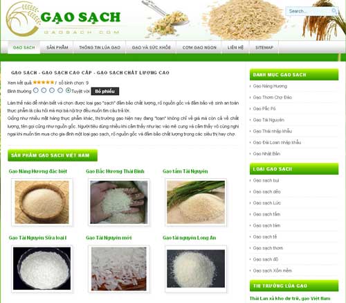 Gạo sạch – Gạo sạch cao cấp – Gạo sạch chất lượng cao – Giới thiệu website mới