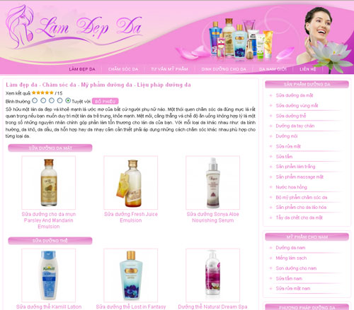 Làm đẹp da – Chăm sóc da – Mỹ phẩm dưỡng da – Liệu pháp dưỡng da – Giới thiệu website mới