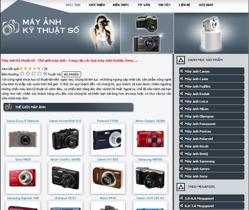 Máy ảnh kỹ thuật số – Thế giới máy ảnh – Cung cấp các loại máy ảnh: Kodak, Sony, … – Giới thiệu website mới