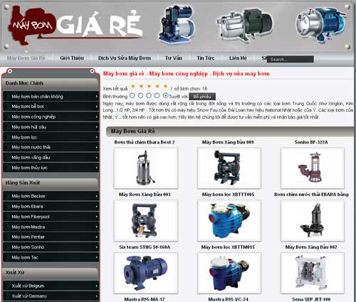 Máy bơm giá rẻ – Máy bơm công nghiệp – Dịch vụ sửa máy bơm – Giới thiệu website mới