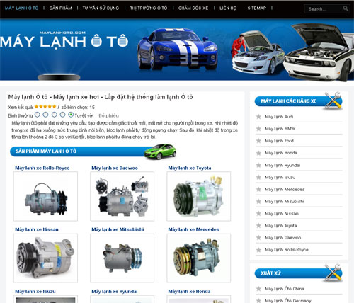 Máy lạnh Ô tô – Máy lạnh xe hơi – Lắp đặt hệ thống làm lạnh Ô tô – Giới thiệu website mới