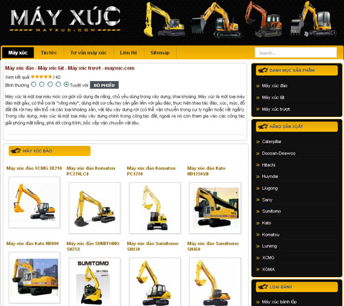 Máy xúc đào – Máy xúc lật – Máy xúc trượt – mayxuc.com – Giới thiệu website mới