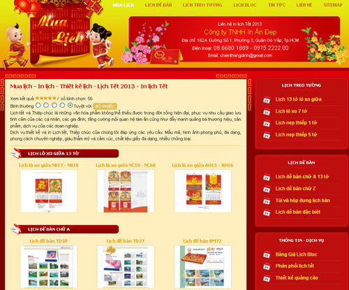 Mua lịch – In lịch – Thiết kế lịch – Lịch Tết 2013 – In lịch Tết – Giới thiệu website mới