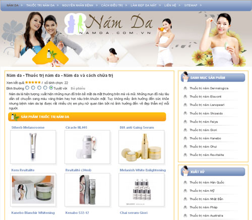 Nám da – Thuốc trị nám da – Nám da và cách chữa trị – Giới thiệu website mới