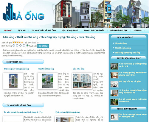 Nhà ống – Thiết kế nhà ống – Thi công xây dựng nhà ống – Sửa nhà ống – Giới thiệu website mới