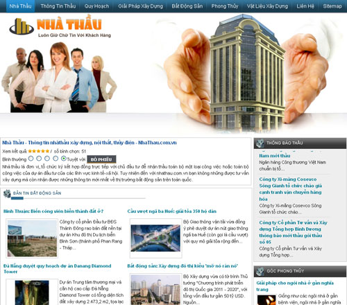 Nhà Thầu – Thông tin nhàthầu xây dựng, nội thất, thủy điện – NhaThau.com.vn – Giới thiệu website mới