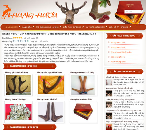 Nhung hươu – Bán nhung hươu tươi – Cách dùng nhung hươu – nhunghuou.co – Giới thiệu website mới
