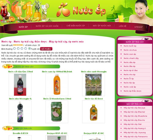 Nước ép – Nước ép trái cây, thảo dược – Máy ép trái cây, ép nước mía – Giới thiệu website mới