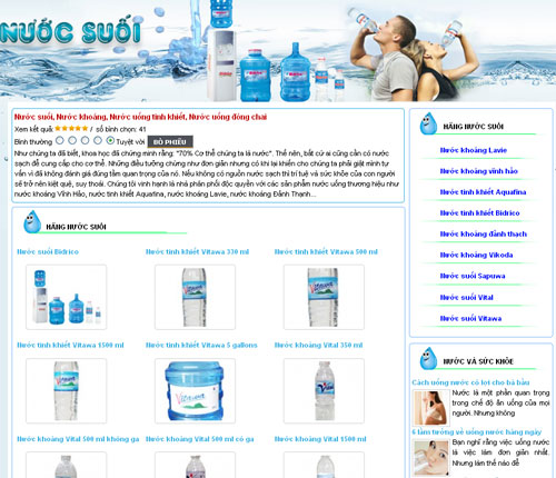Nước suối, Nước khoáng, Nước uống tinh khiết, Nước uống đóng chai – Giới thiệu website mới