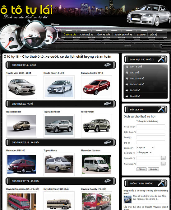 Ô tô tự lái – Thuê xe tự lái – Giới thiệu website mới