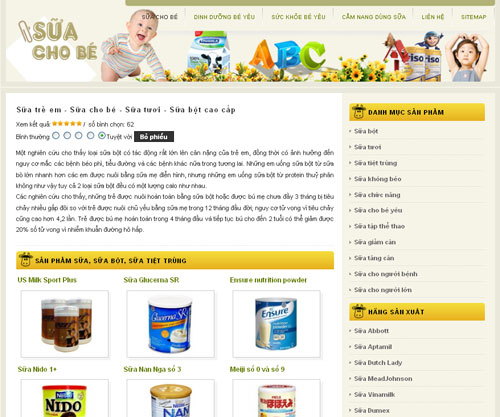 Sữa trẻ em – Sữa cho bé – Sữa tươi – Sữa bột cao cấp – Giới thiệu website mới