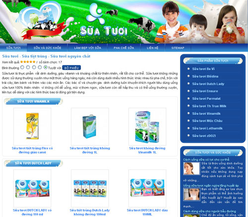 Sữa tươi – Sữa tiệt trùng – Sữa tươi nguyên chất – Giới thiệu website mới
