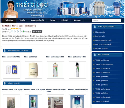Thiết bị lọc – Lọc nước – Giới thiệu website mới