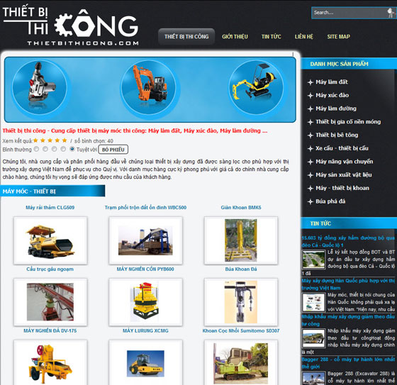 Thiết bị thi công – Cung cấp thiết bị máy móc thi công: Máy làm đất, Máy xúc đào, Máy làm đường … – Giới thiệu website mới