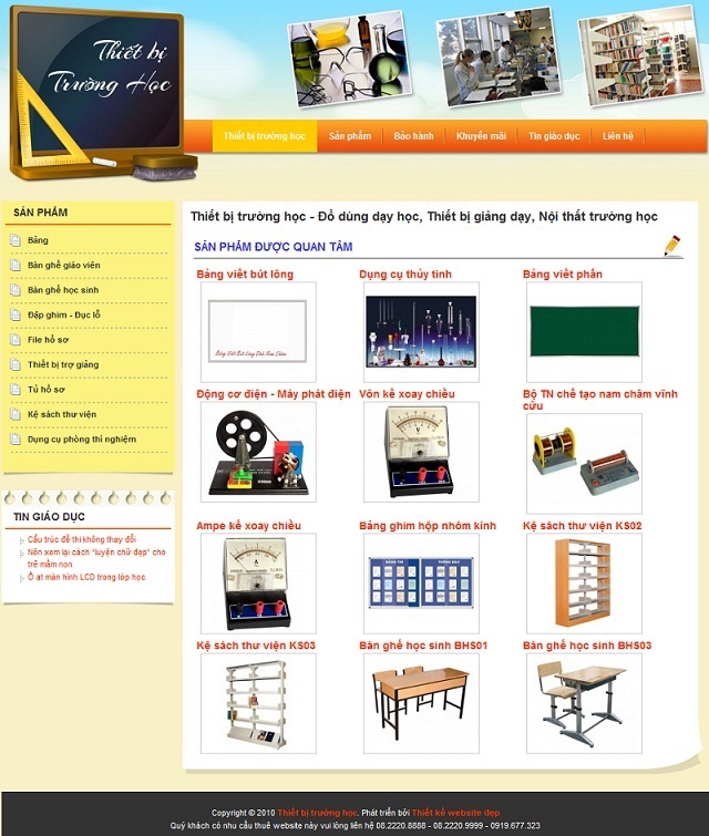 Thiết bị trường học – Đồ dùng dạy học – Giới thiệu website mới