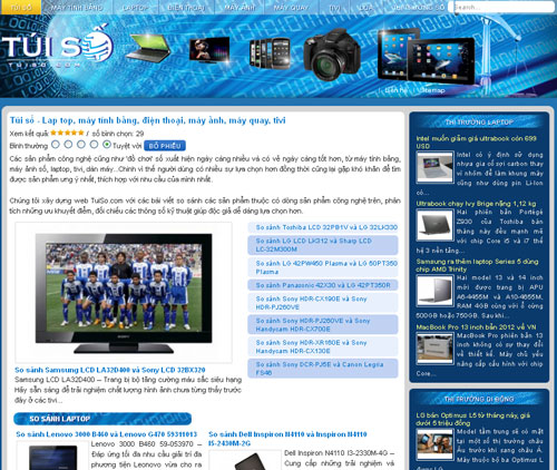 Túi số – Lap top, máy tính bảng, điện thoại, máy ảnh, máy quay, tivi – Giới thiệu website mới