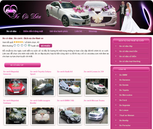 Xe cô dâu – Xe cưới – Dịch vụ cho thuê xe – Giới thiệu website mới